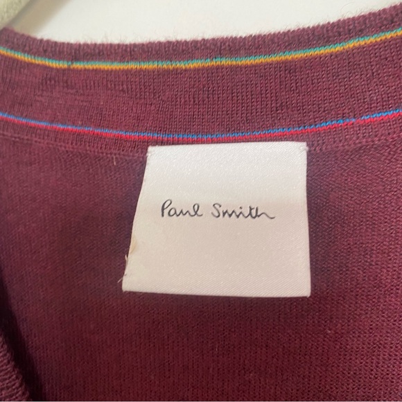 Paul Smith V Neck Merino Wool Sweater Sz XL Merlot - Picture 4 of 9